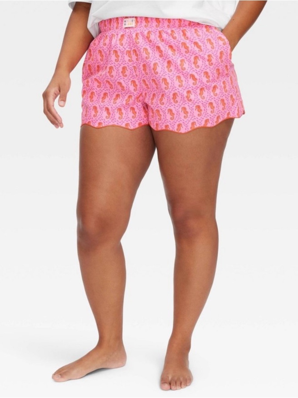 Roller Rabbit Hot Pink and Orange Seahorse Lounge Shorts